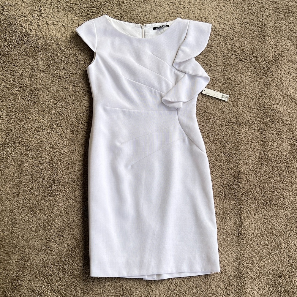NWT Gianni Bini Irene White Cap Sleeve Ruffle Short Dress 4 - Picture 2 of 12